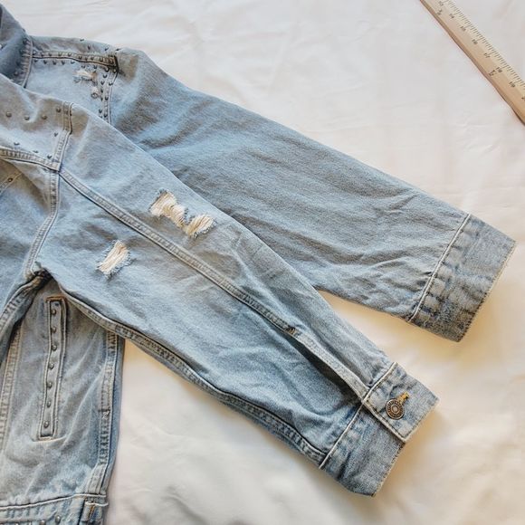 Free People Distressed Stud Denim Jacket - Picture 6 of 12